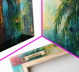 Tropical Palm Tree Canvas Print Colorful Beach Wall Art, Summer Vacation Vibes, Boho Coastal Painting, Vibrant Nature Inspired Decor