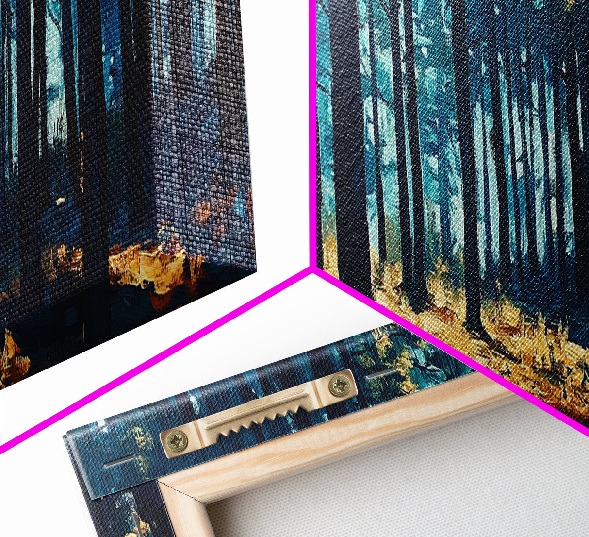 Enchanted Forest Art Framed Canvas Print - Dark Moody Woodland Painting, Nature Wall Art, Mystical Trees, Living Room Aesthetic