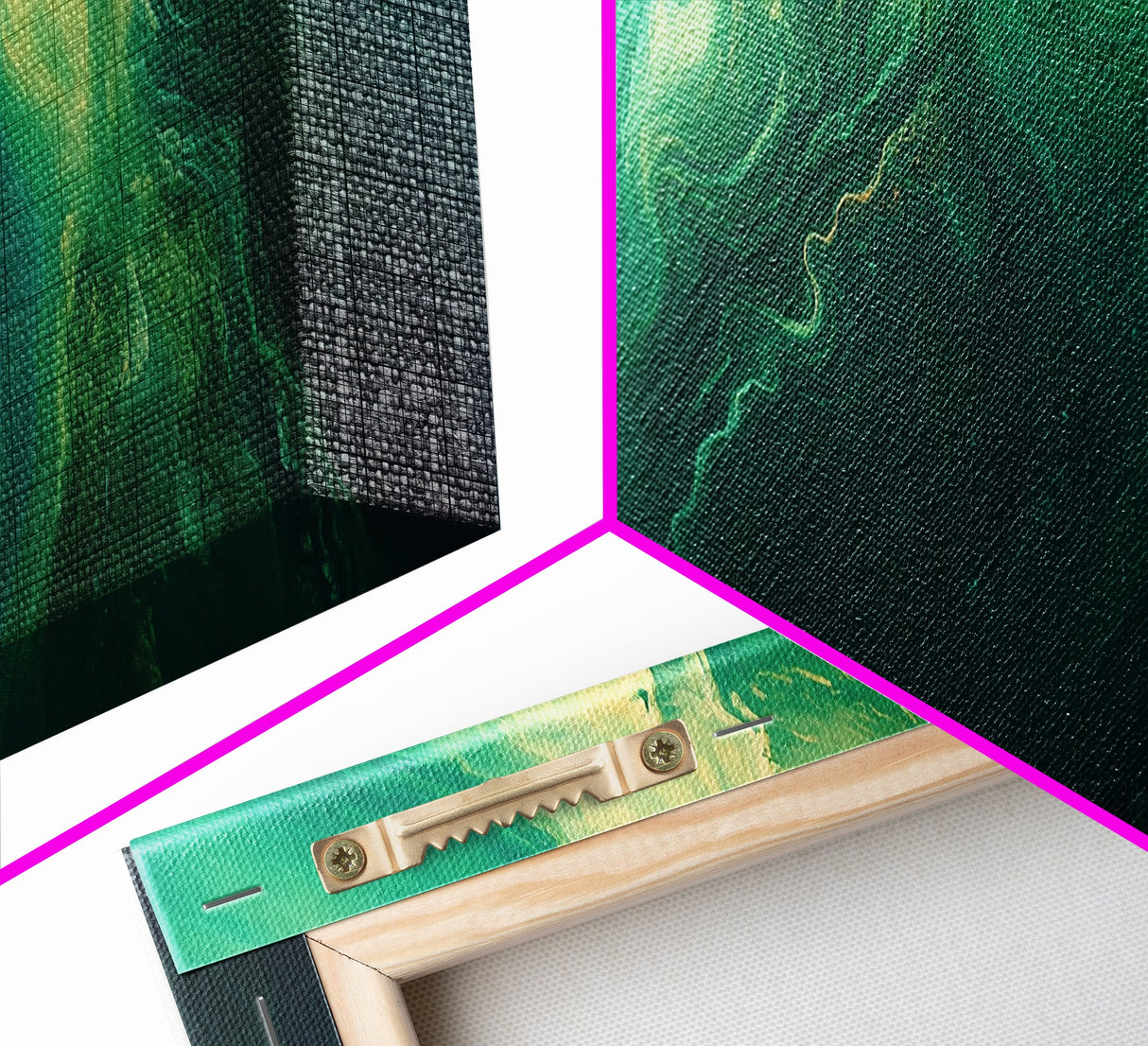 Green Abstract Swirl Framed Canvas Print - Modern Minimalist Wall Art, Deep Emerald Painting, Living Room Decor, Office Artwork