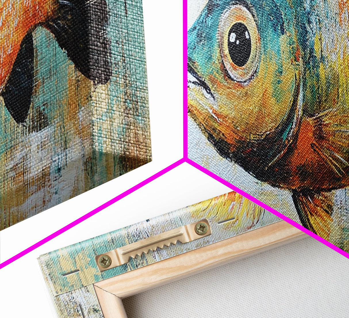 Vibrant Fish Canvas Print Rustic Coastal Wall Art Nautical Painting Beach House Decor Colorful Abstract Aquarium Art Lake House