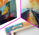 Sunset Pier Canvas Print Vibrant Coastal Wall Art Colorful Dock Painting Beach House Decor Abstract Landscape Nautical Living Room