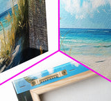 Tranquil Ocean Beach View Canvas Print, Coastal Wall Art, Blue Nautical Decor, Modern Seascape Painting, Beach House Decor