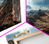 Moody Mountain Landscape Framed Canvas Print Dramatic Nature Art, Rustic Cabin Decor, Stormy Sky Painting, Wilderness Wall Art