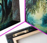 Enchanted Forest Framed Canvas Print Magical Woodland Scene, Nature Wall Art, Fantasy Art, Dark Green Landscape, Home Decor