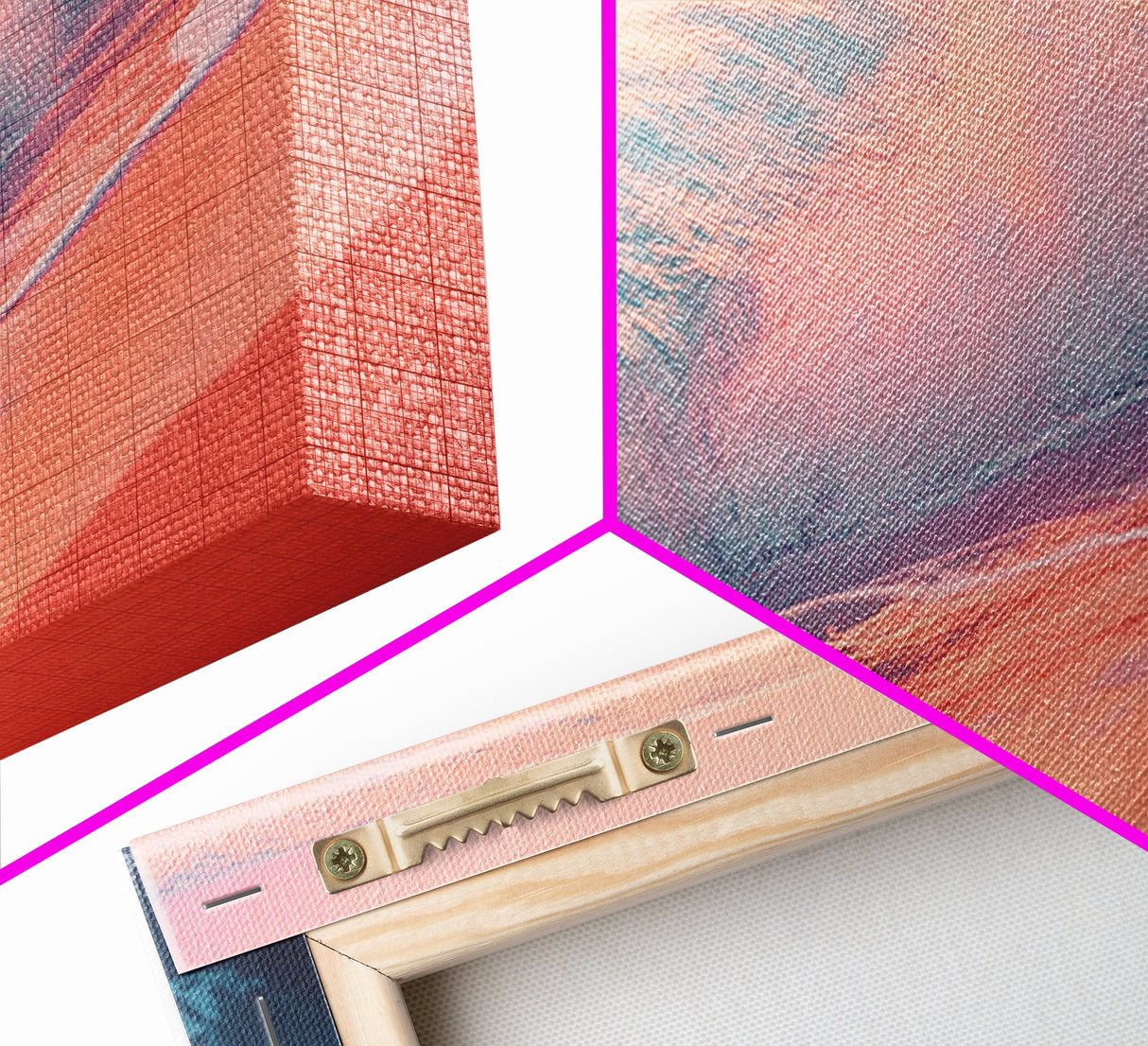 Pink Ocean Waves Canvas Print Coastal Wall Art, Beach Sunset Artwork, Modern Seascape Painting, Home Decor, Living Room Art