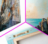 Seaside Cliff, Tranquil Beach Painting, Ocean View Wall Art, Home Decor, Framed Canvas Print, Minimalist Style, Bedroom Artwork