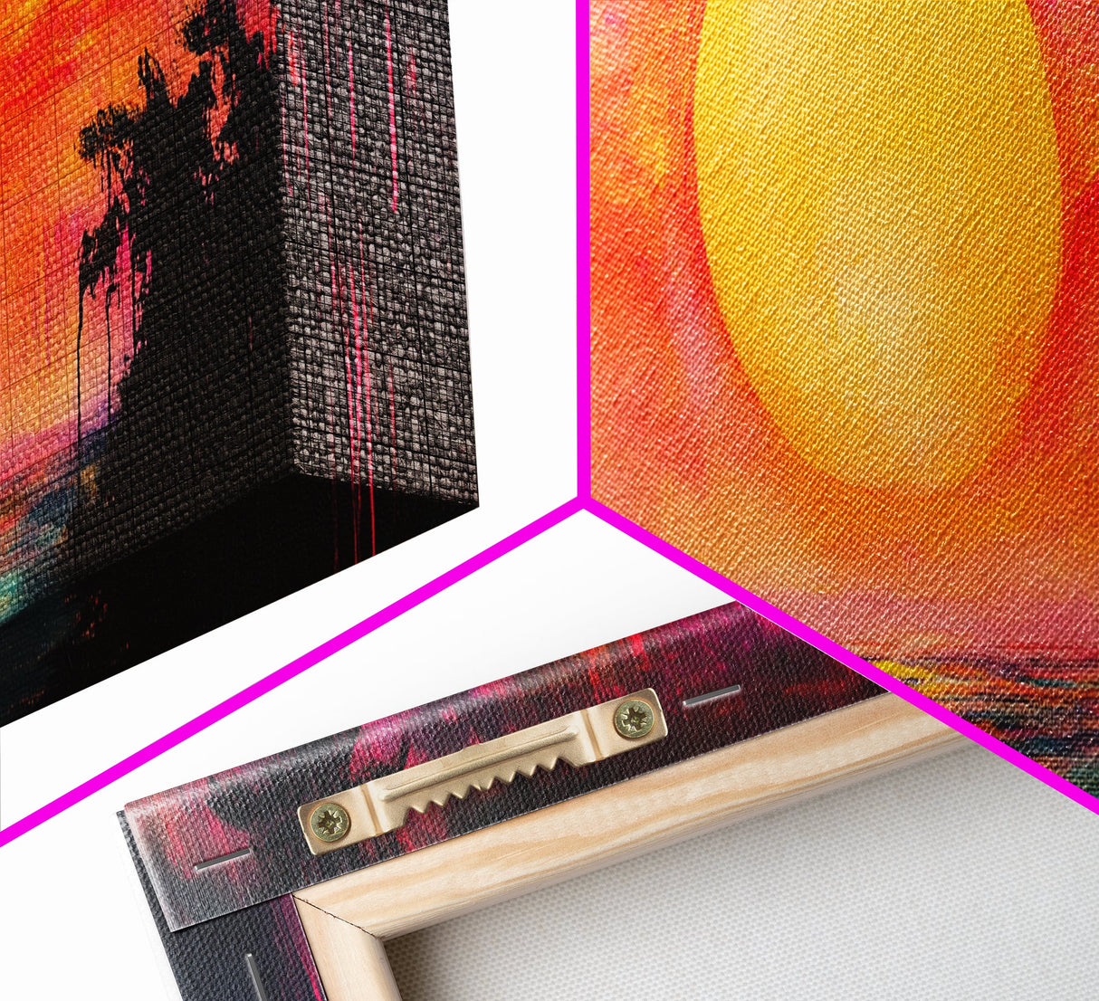 Island Sunset, Tropical Beach Painting, Palm Tree Silhouette, Paradise Art, Framed Canvas Print, Boho Style, Living Room Artwork