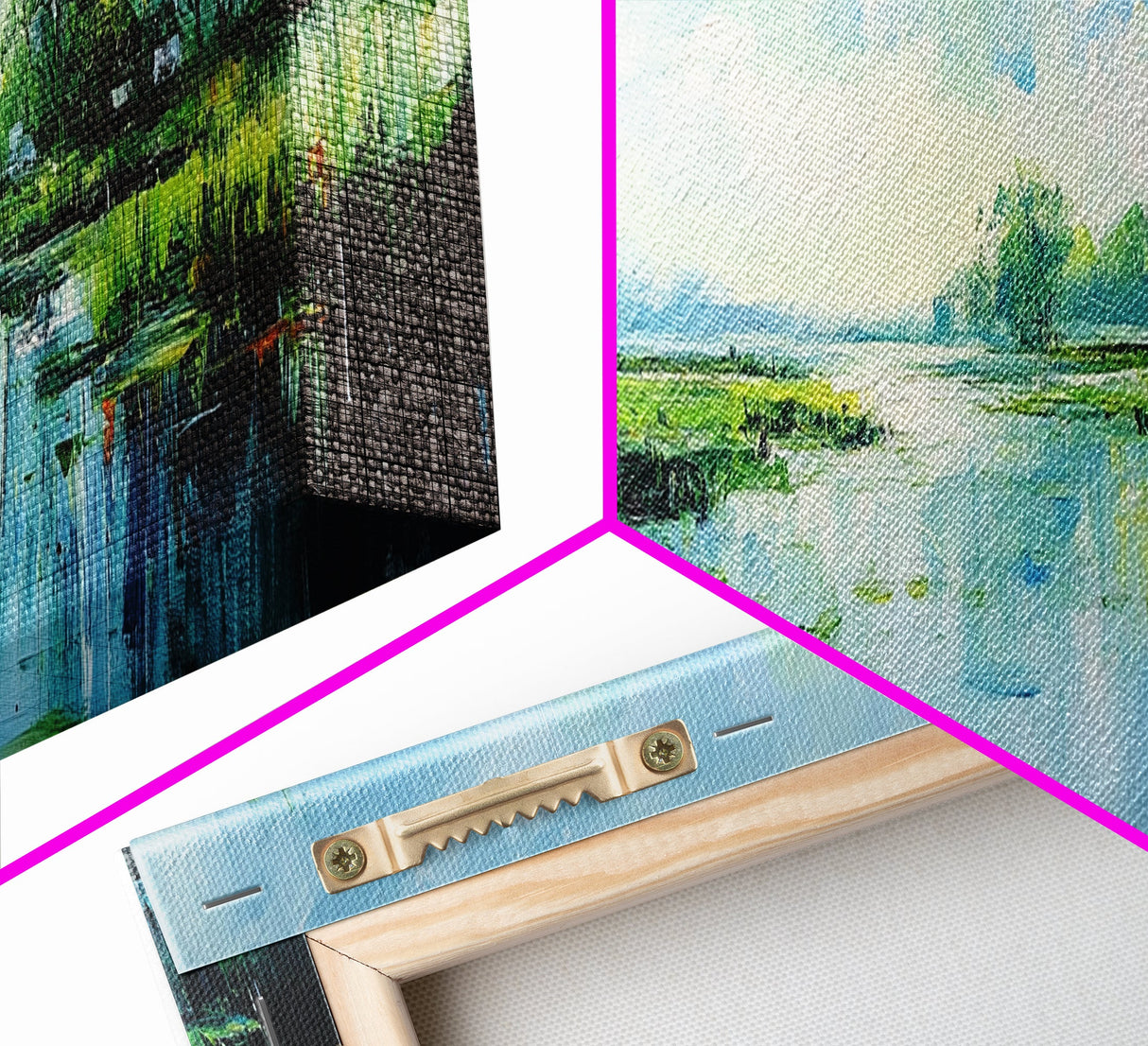 Tranquil, Marshland, Reflection, Nature, Framed Canvas Print, Living Room Wall Art, Impressionist Art, Serene Water Scene