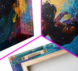 Underwater, Swimmer, Colorful, Abstract, Canvas Print, Vibrant Art, Living Room Decor, Ocean Wall Art, Modern Painting