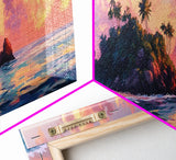 Tropical Sunset, Palm Tree Beach, Coastal Wall Art, Canvas Print, Island Paradise, Vibrant Seascape, Bedroom Decor, Summer Aesthetic