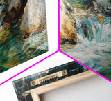 Waterfall Stream, Rocky River, Nature Wall Art, Framed Canvas Print, Cabin Decor, Rustic Landscape, Outdoor Adventure Art, Natural Beauty