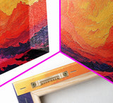 Sunset Mountains, Abstract Landscape, Canvas Print, Colorful Wall Art, Living Room Decor, Boho Art, Office Wall Art, Vibrant Painting