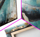 Blue Whale, Ocean Art, Canvas Print, Coastal Home Decor, Nautical Wall Art, Marine Life Painting, Beach House Wall Art, Rustic Artwork