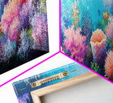 Deep Sea Fantasy Canvas Print, Oceanic Wonderland Wall Art, Marine Life Painting, Dreamy Underwater Aesthetic, Vibrant Colors