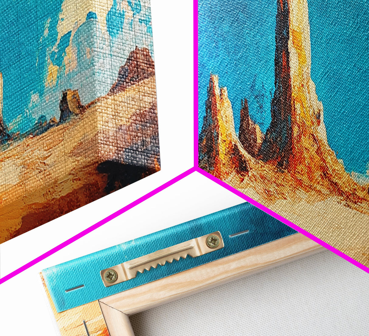 Vibrant Desert Rock Formations Wall Art, Southwest Canyon Painting, Abstract Artwork, Warm Earthy Colors, Living Room Deco