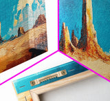 Vibrant Desert Rock Formations Wall Art, Southwest Canyon Painting, Abstract Artwork, Warm Earthy Colors, Living Room Deco