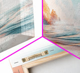 Ocean Wave Sunset Wall Art, Beach Coastal Painting, Serene Seascape Artwork, Relaxing Nautical Decor, Modern Home Accent