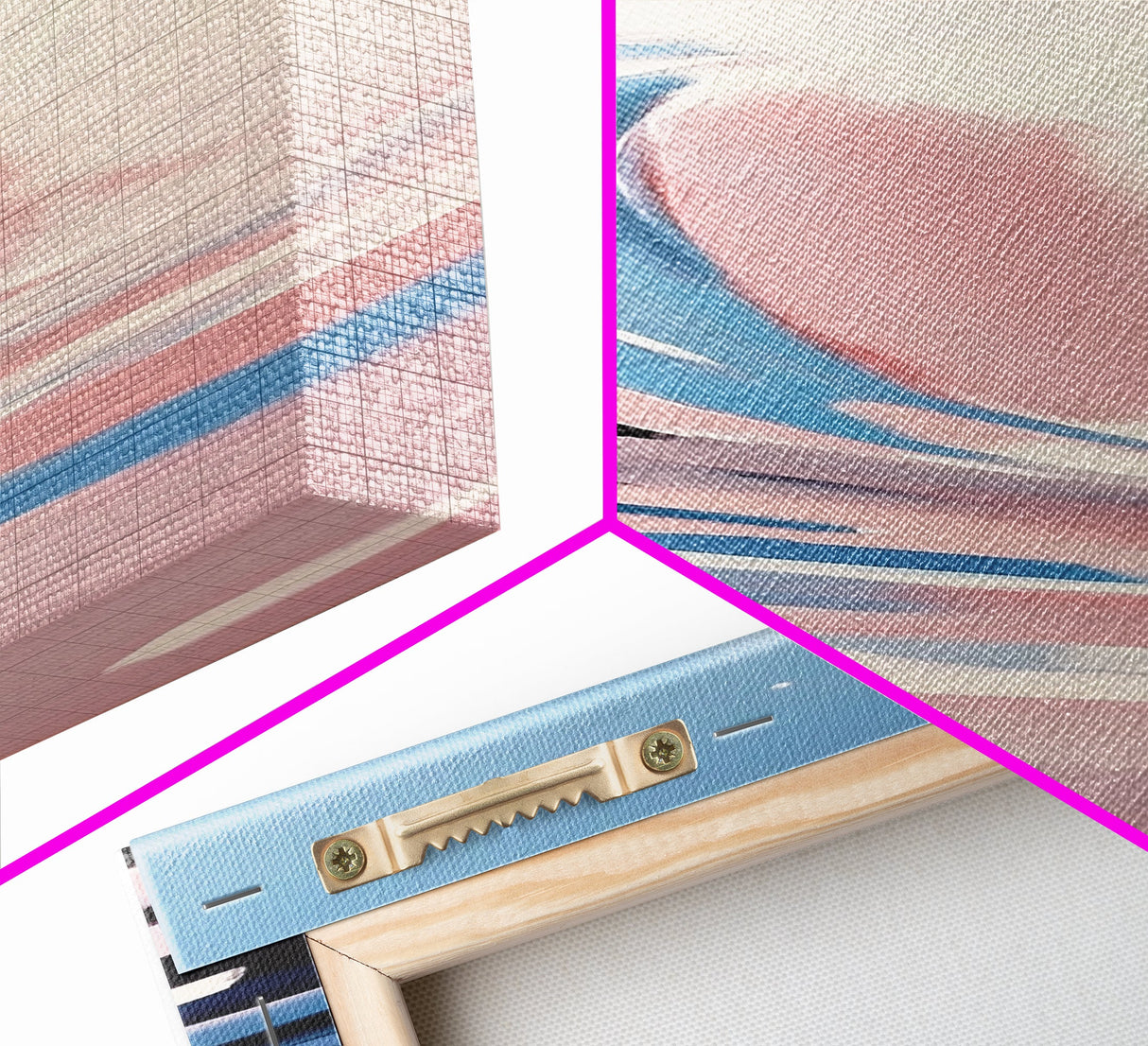 Ocean Wave, Surf Art, Coastal Wall Decor, Beach Vibes, Blue and Pink Seascape, Watercolor Style, Modern Living Room Art, Canvas Print