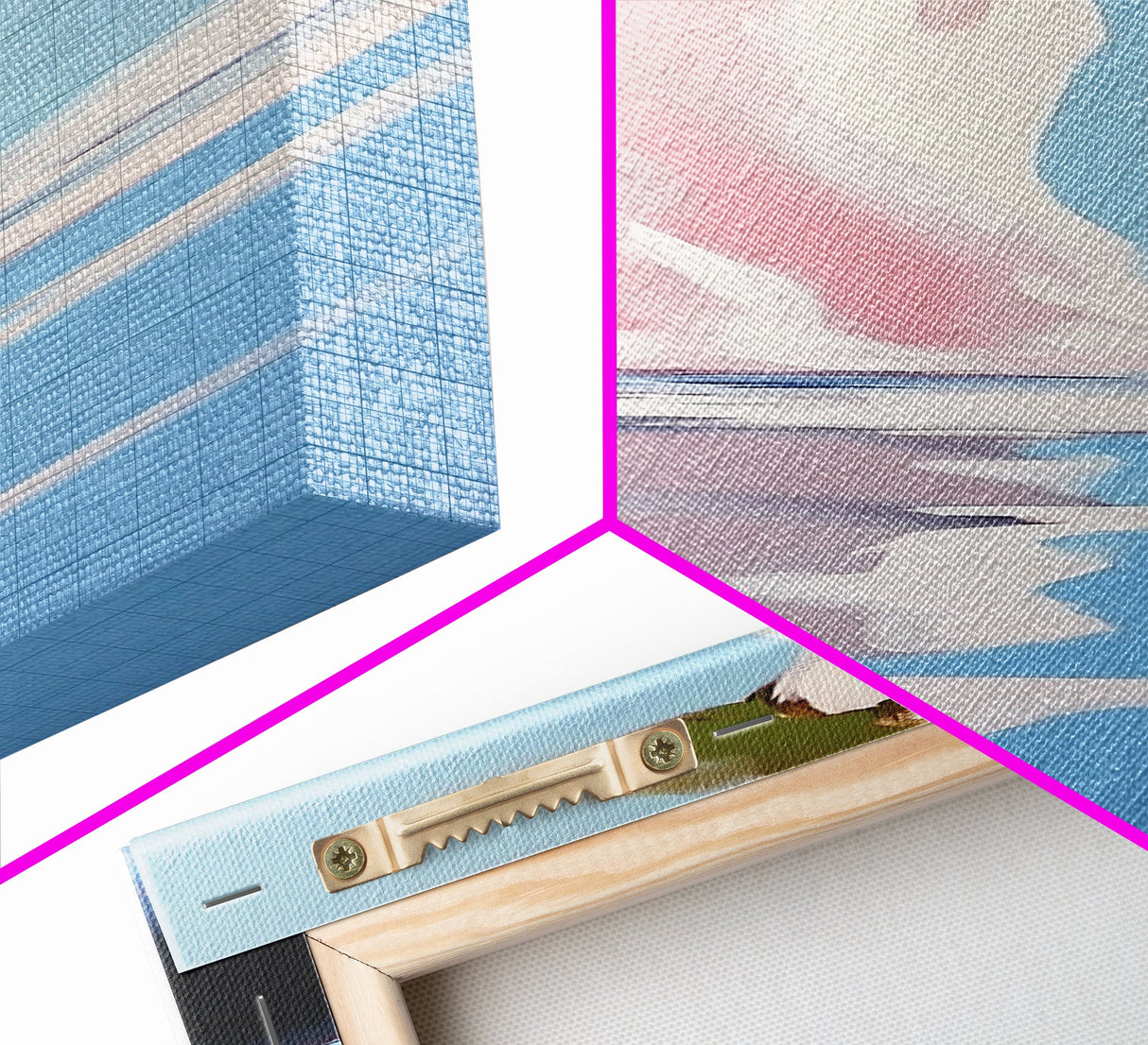 Water Reflection, Abstract Tree, Surreal Nature, Framed Canvas Print, Tranquil Wall Art, Soft Blue and Pink, Living Room Wall Art Print