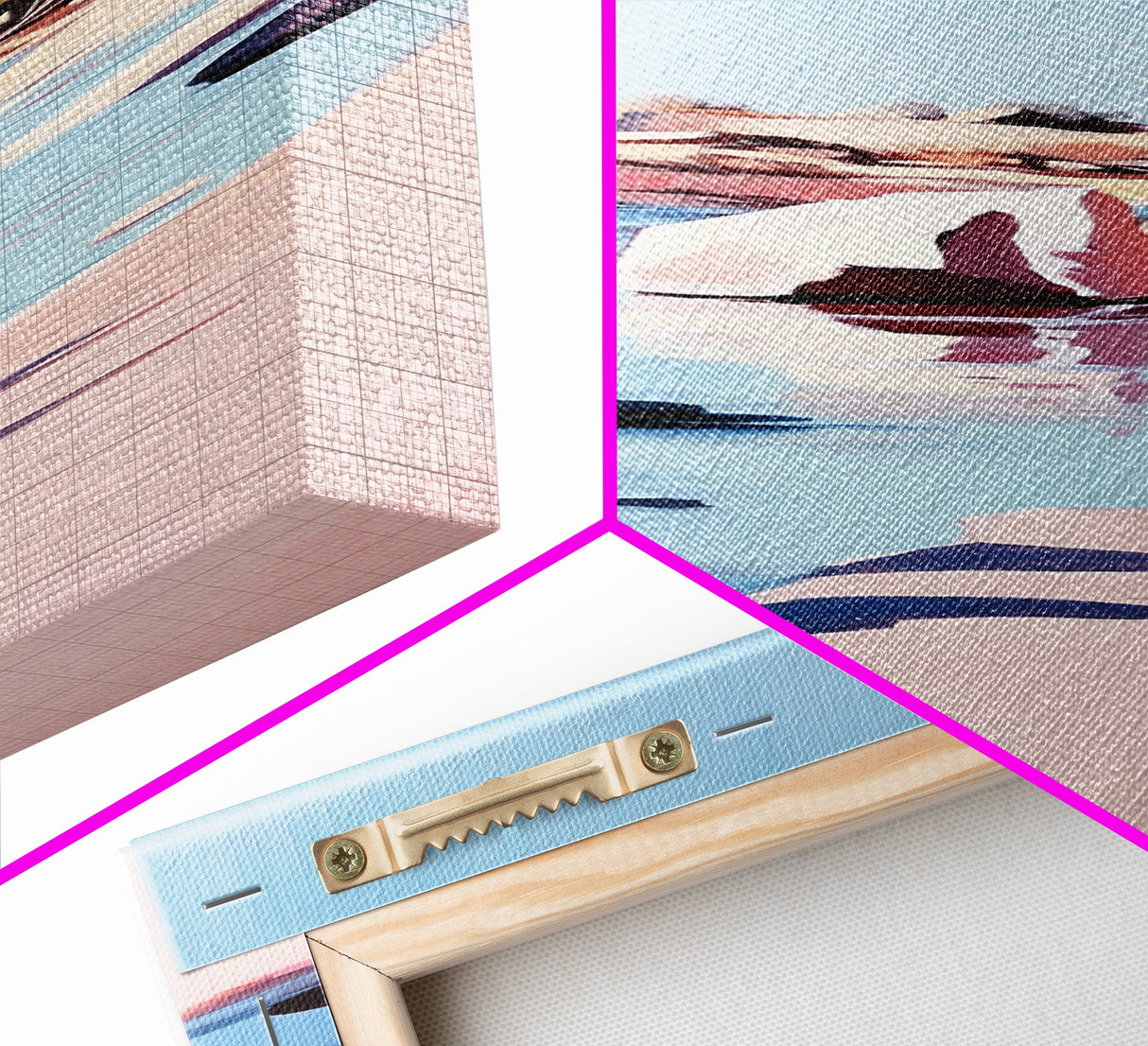 Serene River Scene, Soft Pastel Art, Landscape Painting, Framed Canvas Print, Minimalist Nature, Tranquil Home Decor, Living Room Art