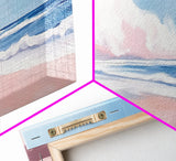Ocean Cliff, Dreamy Coastal Landscape, Pastel Seascape Art, Framed Canvas Print, Beach House Wall Decor, Relaxing Ocean Scene