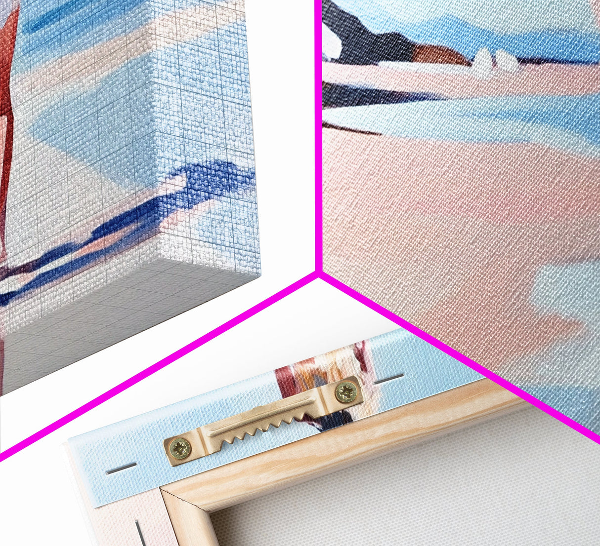 Walking Beach, Ocean View, Coastal Serenity, Tranquil Scene, Framed Canvas Print, Minimalist Decor, Boho Art, Bedroom Wall Art
