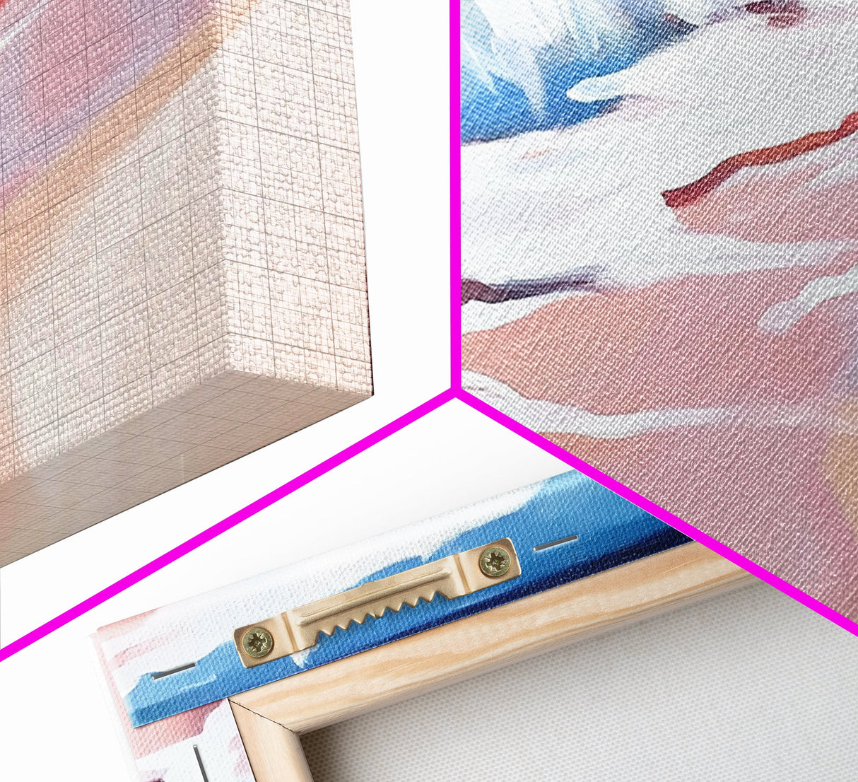 Pink Waves, Ocean Painting, Coastal Home Decor, Beach Wall Art, Summer Aesthetic, Minimalist Seascape, Canvas Print, Nautical Theme