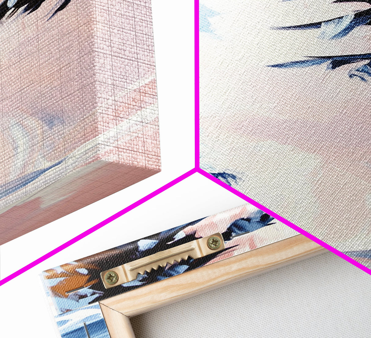 Ocean Wave, Coastal Scene, Nature Art, Framed Canvas Print, Beach Wall Art, Blue and Pink Painting, Serene Seascape, Contemporary Decor