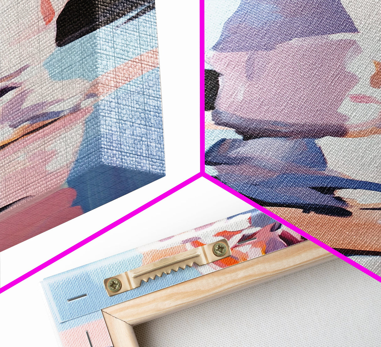 Pink Ice, Abstract, Winter Wall Art, Modern Home Decor, Pastel Landscape, Nature Inspired, Contemporary Art, Framed Canvas Print