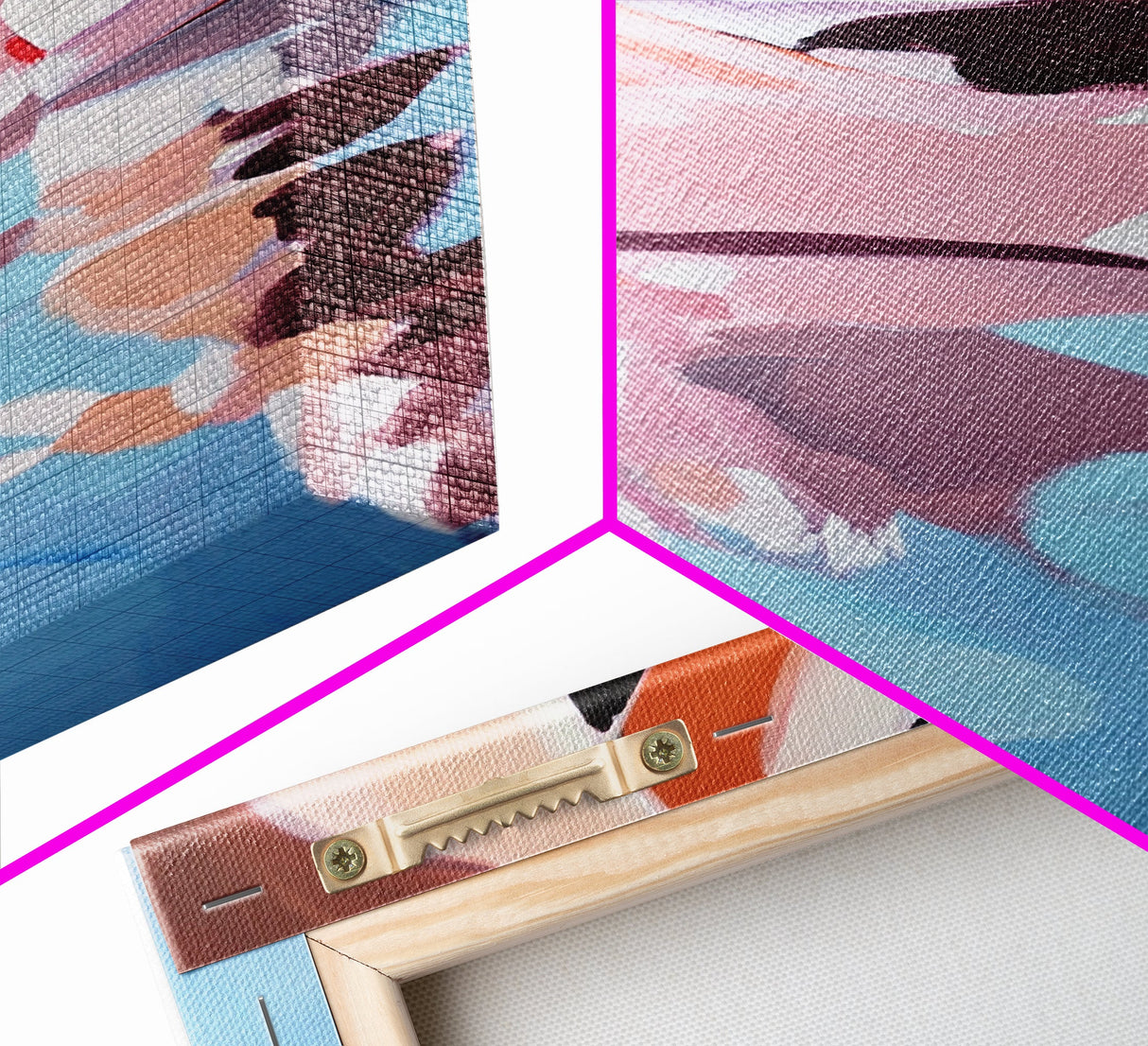 Dreamy Reflections, Surreal Water Art, Blue and Pink Painting, Modern Abstract Decor, Bedroom Wall Art, Framed Canvas Print