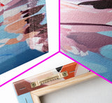 Dreamy Reflections, Surreal Water Art, Blue and Pink Painting, Modern Abstract Decor, Bedroom Wall Art, Framed Canvas Print
