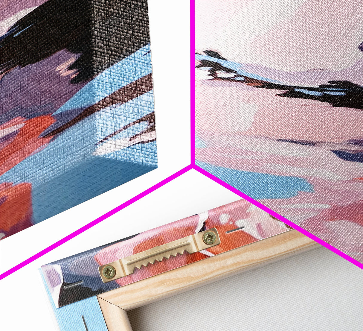Reflection Art, Minimalist Design, Pink and Blue Landscape, Soft Hues, Modern Wall Decor, Framed Canvas Print, Living Room