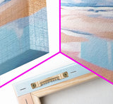 Sunset Beach, Warm Coastal View, Minimalist Ocean Art, Canvas Print, Living Room Wall Art, Tranquil Shoreline, Soft Pink Tones