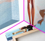 Romantic Reflection, Sand and Sea, Dreamy Pastels, Framed Canvas Print, Coastal Art, Beach House Decor, Serene Aesthetic Painting