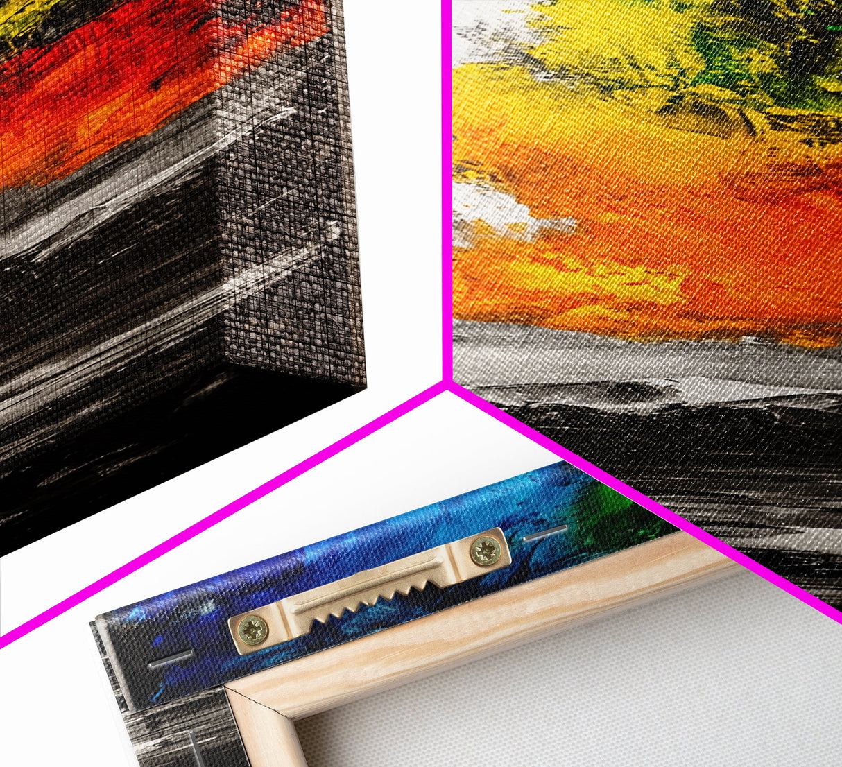 Color Explosion, Abstract Nature, Mountain Glow, Canvas Print, Vibrant Wall Art, Modern Painting, Bold Home Decor, Statement Piece