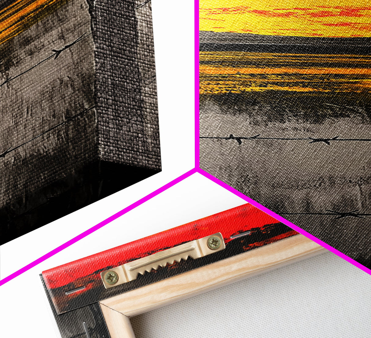 Sunset Fence, Fiery Sky, Bold Colors, Canvas Print, Western Landscape, Rustic Home Decor, Ranch Wall Art, Farmhouse Living Room