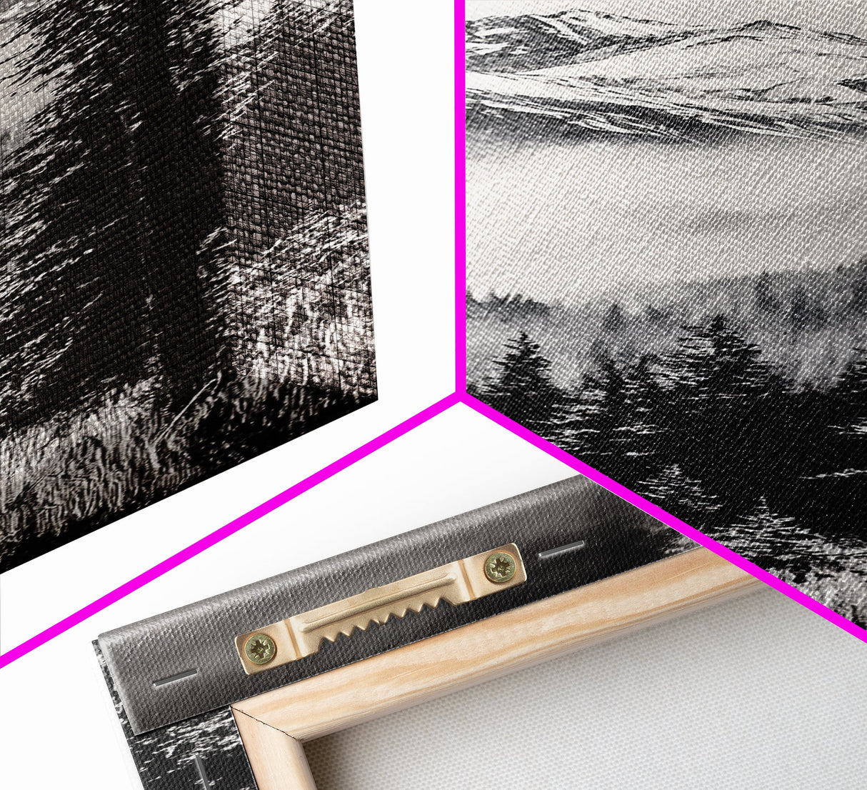 Snowy Mountains, Black and White, Misty Pines, Canvas Print, Winter Wall Art, Nature Photography, Lodge Decor, Cabin Wall Art