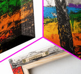 Urban Abstract, Textured Painting, Mixed Media Art, Colorful Composition, Modern Home Decor, Industrial Style, Framed Canvas Print