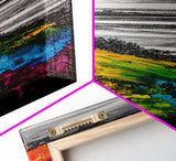 Vibrant Hillside, Ocean Coastline, Bold Color Landscape, Modern Impressionism, Unique Home Decor, Framed Canvas Print