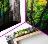 Abstract Forest, Green Nature, Textured Painting, Boho Wall Art, Canvas Print, Modern Home Decor, Living Room Art, Earthy Tones