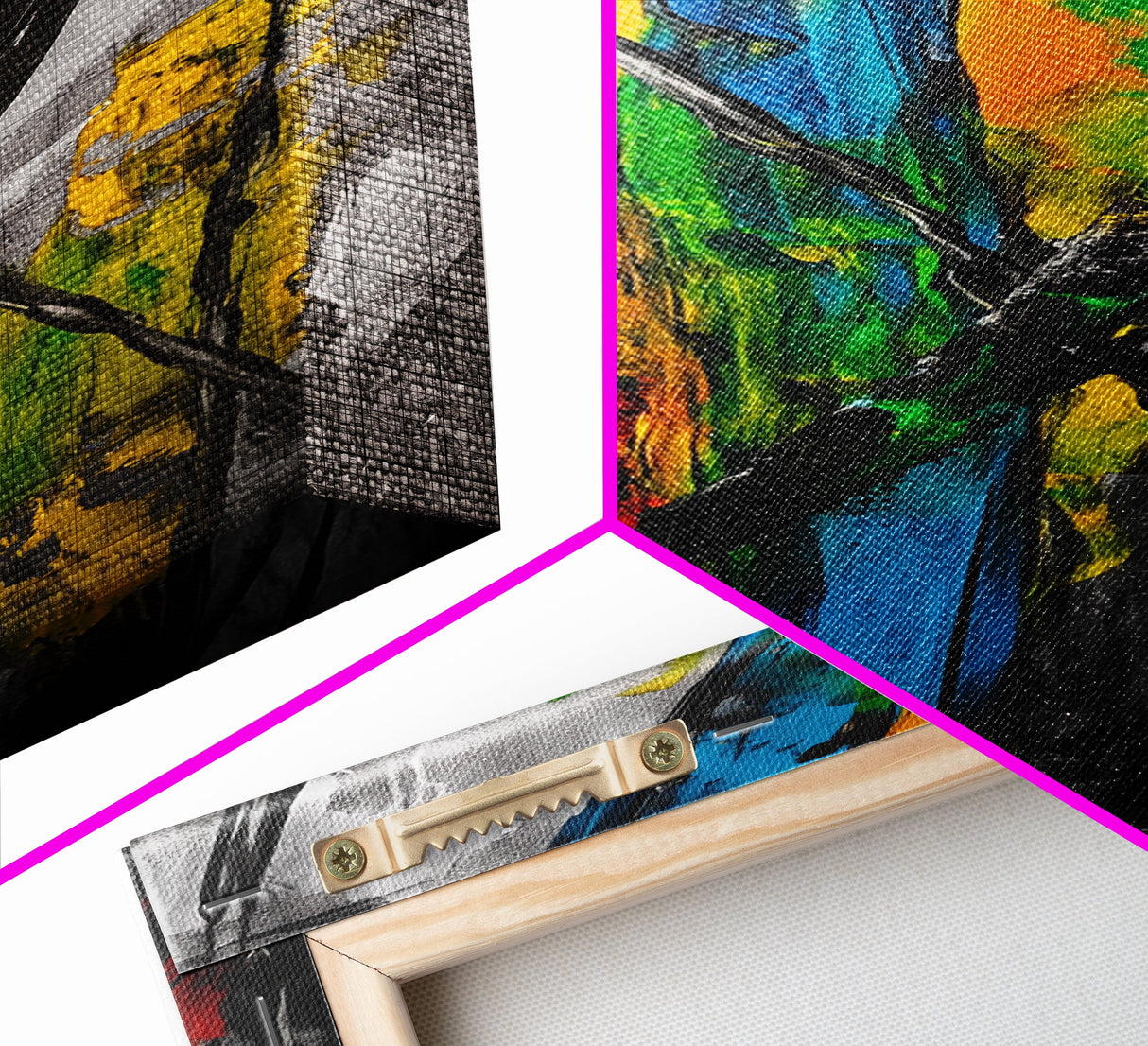 Vibrant Abstract Trees, Colorful Modern Wall Art, Nature Inspired, Boho Art, Framed Canvas Print, Living Room Decor, Bold Statement Art