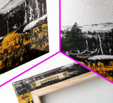 Autumn Elk, Wildlife Painting, Rustic Lodge Decor, Mountain Scene Art, Framed Canvas Print, Cabin Wall Art, Fall Art, Western Decor