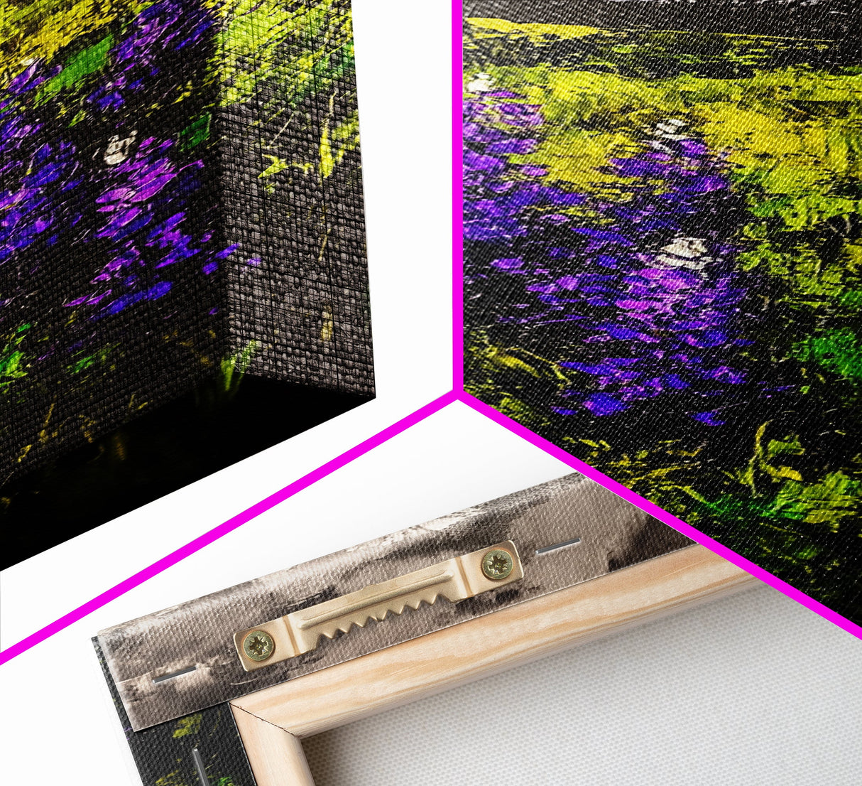 Purple Wildflowers, Impressionist Landscape, Vibrant Nature Art, Country Home Decor, Framed Canvas Print, Bedroom Wall Art, Floral Artwork