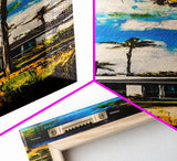 Modern Tropical Home Painting, Palm Trees Wall Art, Coastal Beach House Decor, Vibrant Blue and Green Art, Summer Wall Art, Canvas Print