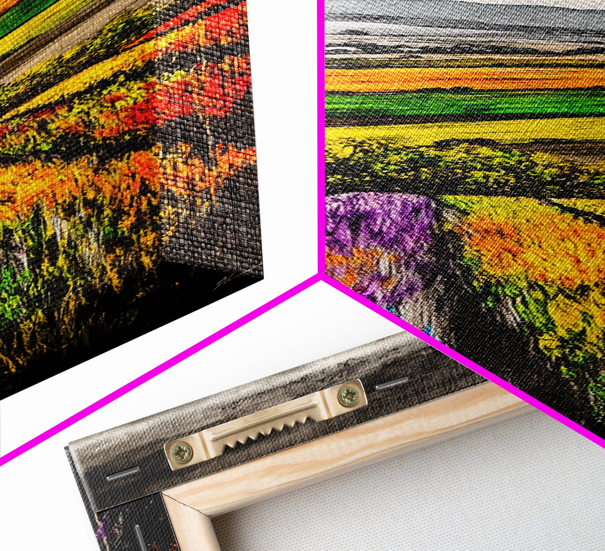 Vibrant Field Landscape, Autumn Farm Painting, Rustic Countryside Decor, Farmhouse Wall Art, Nature Artwork, Framed Canvas Print