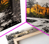 Autumn Forest Path, Fall Landscape Art, Woodland Painting, Nature Wall Art, Rustic Decor, Modern Wall Print, Framed Canvas Print