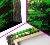 Abstract Green Artwork, Black and Yellow Modern Art, Minimalist Texture Painting, Contemporary Wall Art, Office Decor, Canvas Print