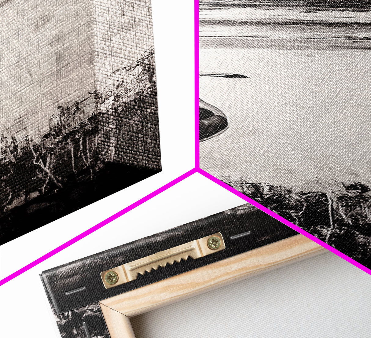 Seagull Portrait, Ocean Waves, Black and White, Framed Canvas Print, Coastal Art, Minimalist Decor, Modern Office Wall Art, Beach House Art