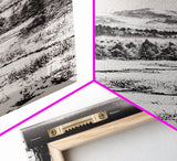 Winter Landscape, Snowy Mountains, Canvas Print, Black and White Photography, Rustic Home Decor, Cozy Cabin Wall Art, Nature Photography