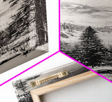 Snowfall Forest, Framed Canvas Print, Winter Scene, Nature Lover Gift, Minimalist Home Decor, Monochrome Art, Living Room Artwork